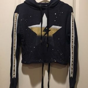 Global Love pullover Crop Lightening Star detail  Hoodie long sleeve size below